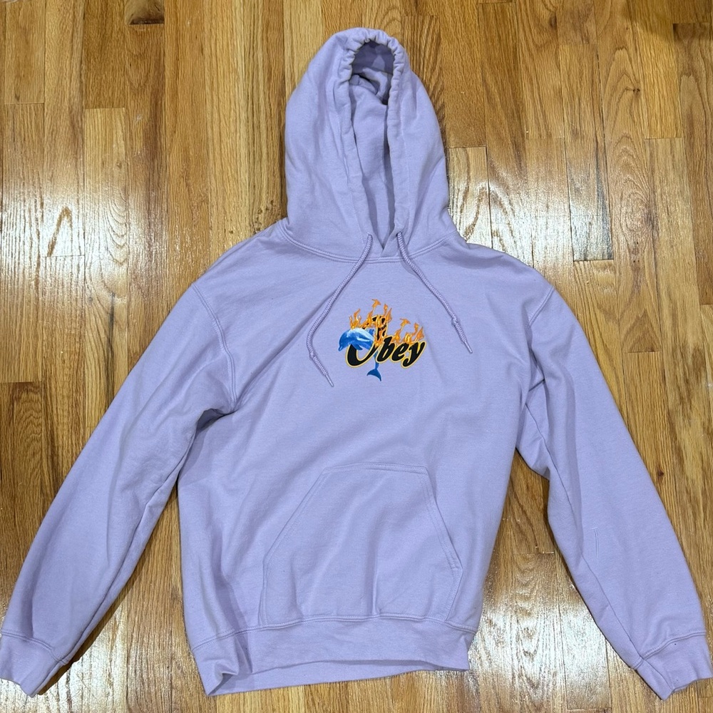 Obey Light Purple Hoodie with Graphic Logo